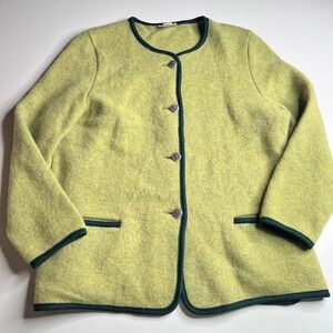 Wesenjak Tirol Boiled Wool Jacket Womens 52 Green Made in Austria Cardigan